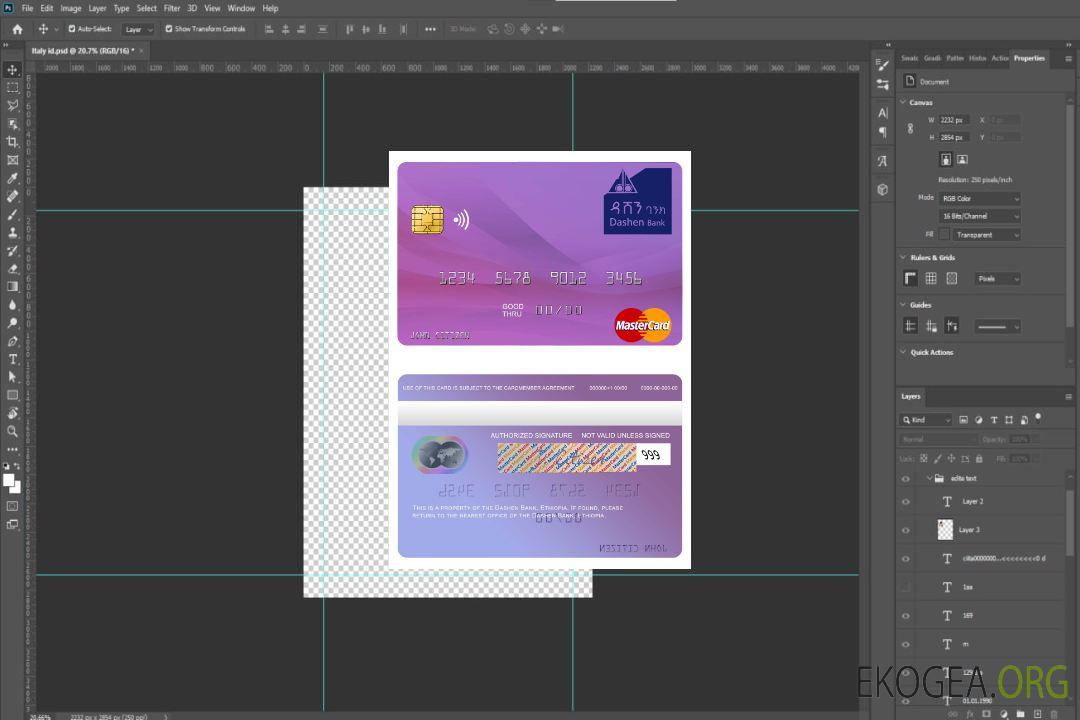 Carte mastercard de la Dashen Bank d'Éthiopie template